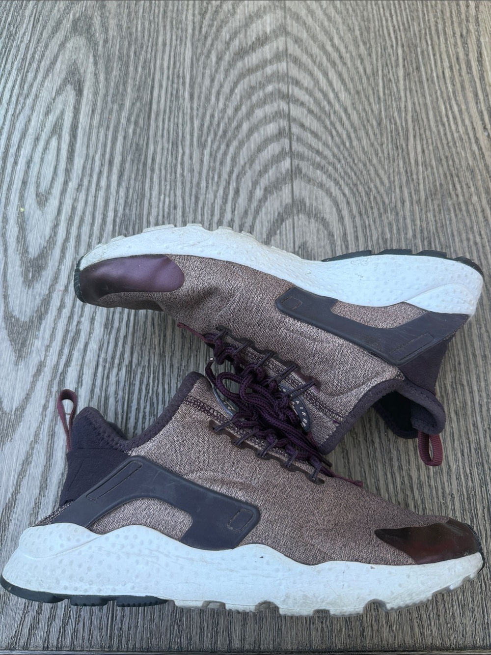 Nike Air Huarache Women's Sneakers Plum and Taupe with White Sole